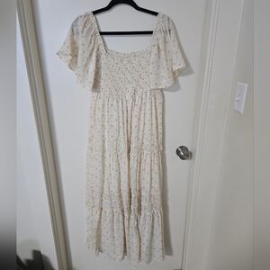 Cream Floral Maxi Dress